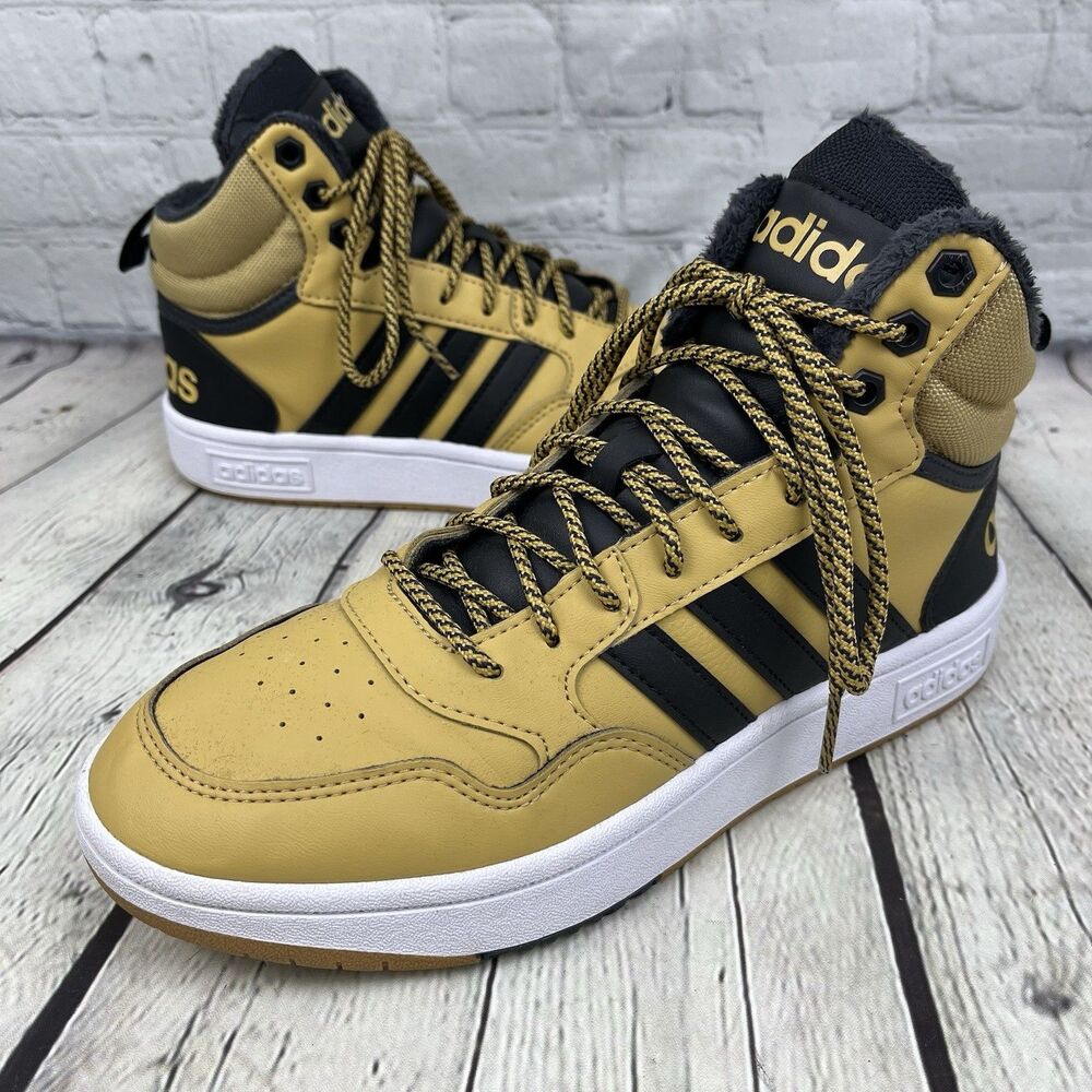 Adidas Hoops 3.0 Mid Sneakers Shoes Mens 7.5 Winterized Tan Black Casual AH03636